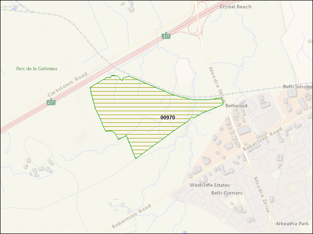 A map of the area immediately surrounding DFRP Property Number 00970