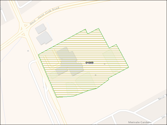 A map of the area immediately surrounding DFRP Property Number 01009