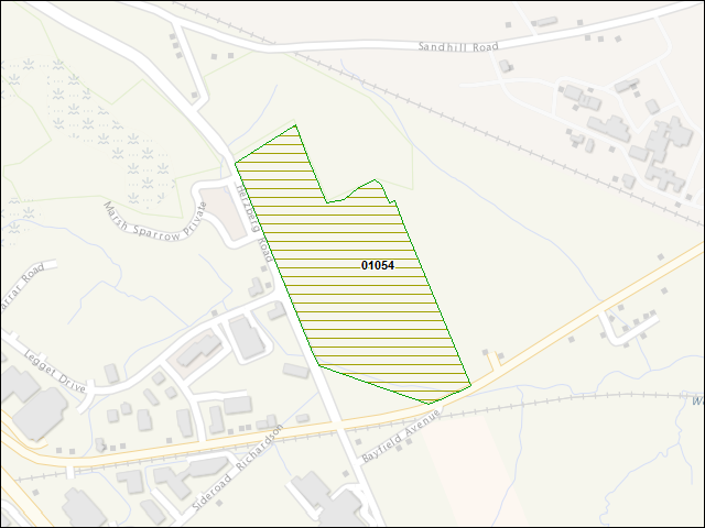 A map of the area immediately surrounding DFRP Property Number 01054