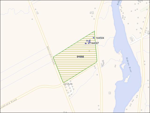 A map of the area immediately surrounding DFRP Property Number 01056