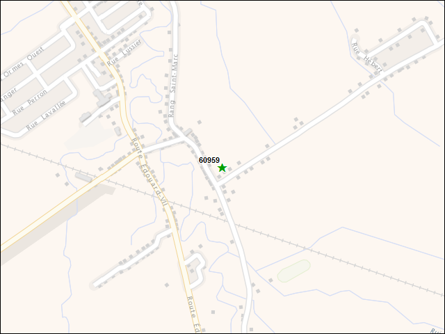Une carte de la zone qui entoure immédiatement le bien de l'RBIF numéro 60959