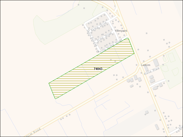 A map of the area immediately surrounding DFRP Property Number 74043