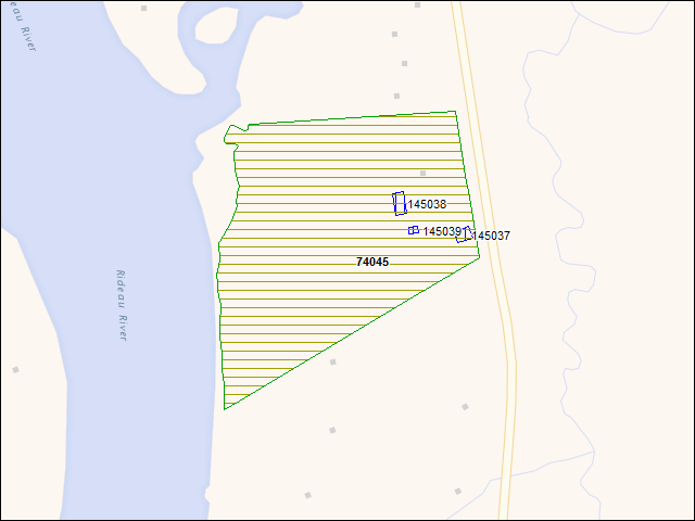 A map of the area immediately surrounding DFRP Property Number 74045