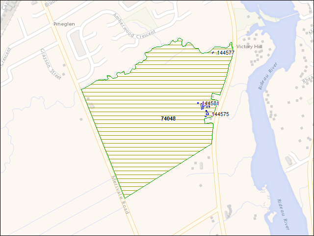A map of the area immediately surrounding DFRP Property Number 74048