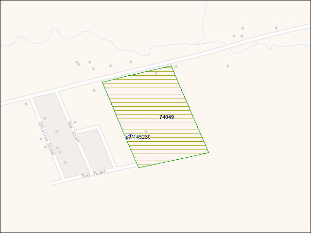 A map of the area immediately surrounding DFRP Property Number 74049