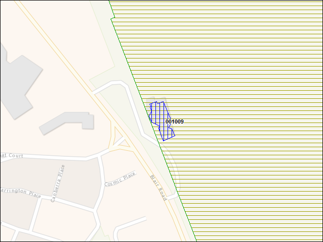 A map of the area immediately surrounding building number 001009