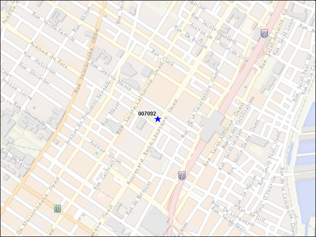 A map of the area immediately surrounding building number 007092