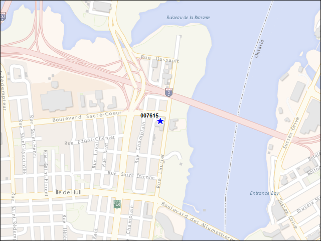 Une carte de la zone qui entoure immédiatement le bâtiment numéro 007615