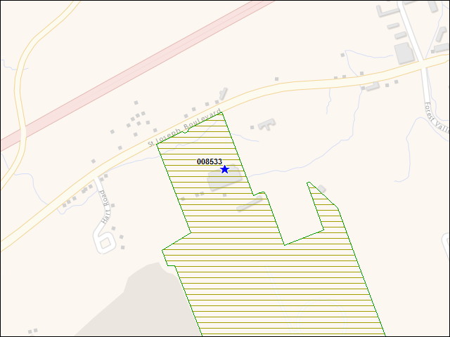 A map of the area immediately surrounding building number 008533