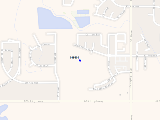 Une carte de la zone qui entoure immédiatement le bâtiment numéro 015603