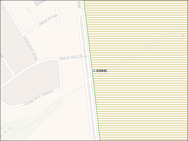 Une carte de la zone qui entoure immédiatement le bâtiment numéro 020945