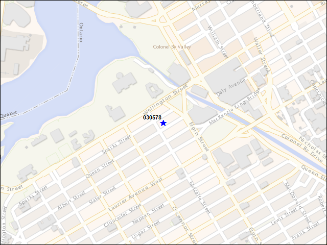 A map of the area immediately surrounding building number 030578
