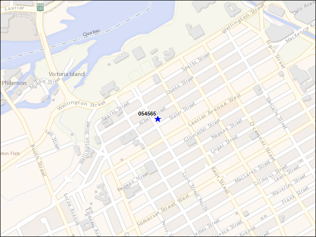 A map of the area immediately surrounding building number 054565