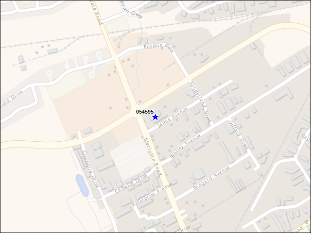 A map of the area immediately surrounding building number 054595