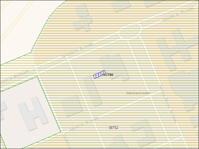 A map of the area immediately surrounding building number 103780