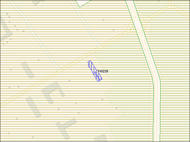 Une carte de la zone qui entoure immédiatement le bâtiment numéro 110229