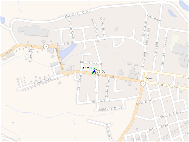 Une carte de la zone qui entoure immédiatement le bâtiment numéro 137105