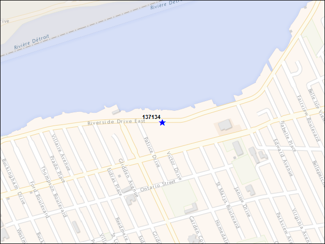 Une carte de la zone qui entoure immédiatement le bâtiment numéro 137134