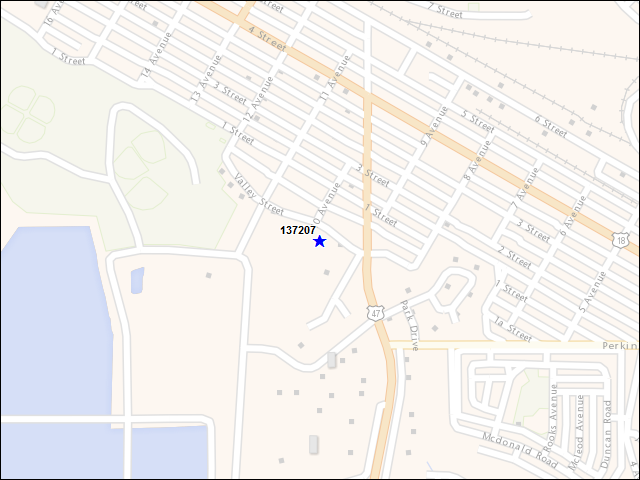 Une carte de la zone qui entoure immédiatement le bâtiment numéro 137207