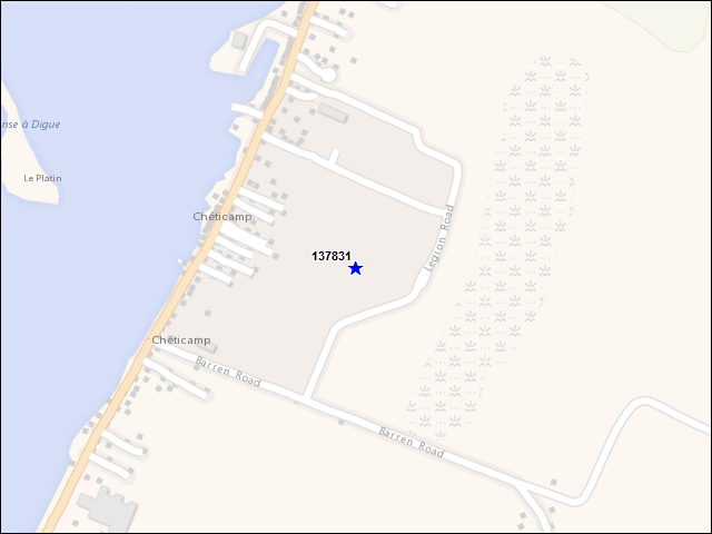 Une carte de la zone qui entoure immédiatement le bâtiment numéro 137831