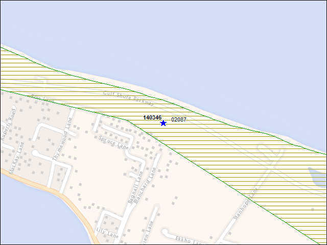 Une carte de la zone qui entoure immédiatement le bâtiment numéro 140346