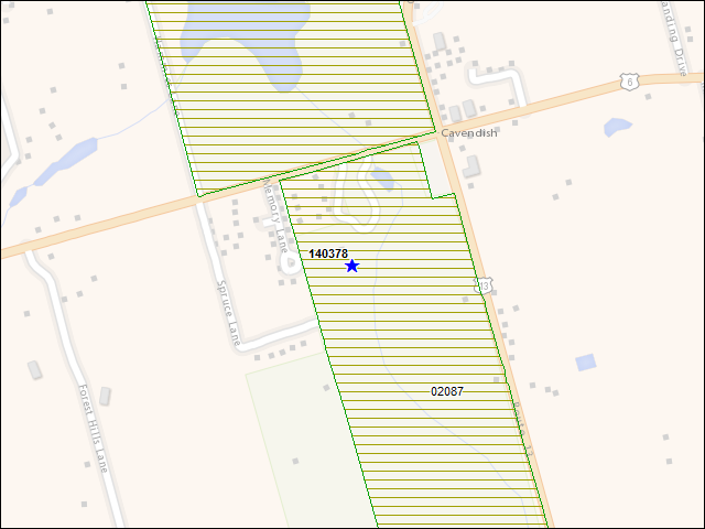 Une carte de la zone qui entoure immédiatement le bâtiment numéro 140378