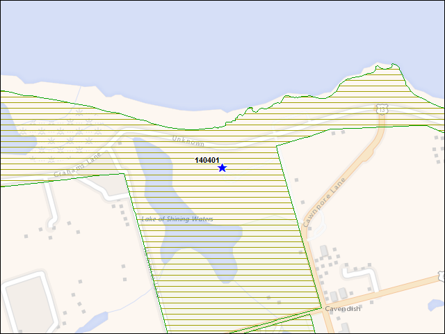 Une carte de la zone qui entoure immédiatement le bâtiment numéro 140401