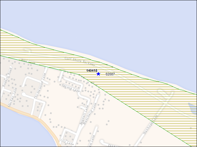 Une carte de la zone qui entoure immédiatement le bâtiment numéro 140418