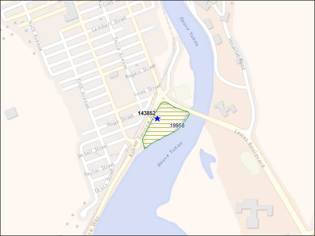 Une carte de la zone qui entoure immédiatement le bâtiment numéro 143852