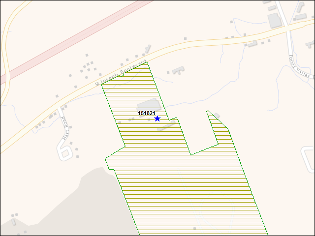 A map of the area immediately surrounding building number 151821