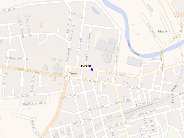 Une carte de la zone qui entoure immédiatement le bâtiment numéro 152430