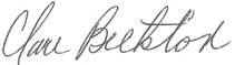 Signature de Clare Beckton < Coordonnatrice