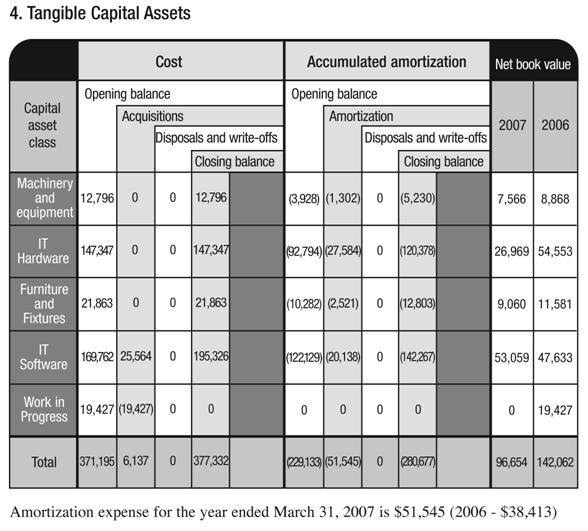 Table 4. Tangible Capital Assets