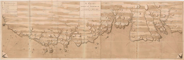 Photo de la Carte du littoral de Terre-Neuve, par James Cook, 1765. LAC, R12788