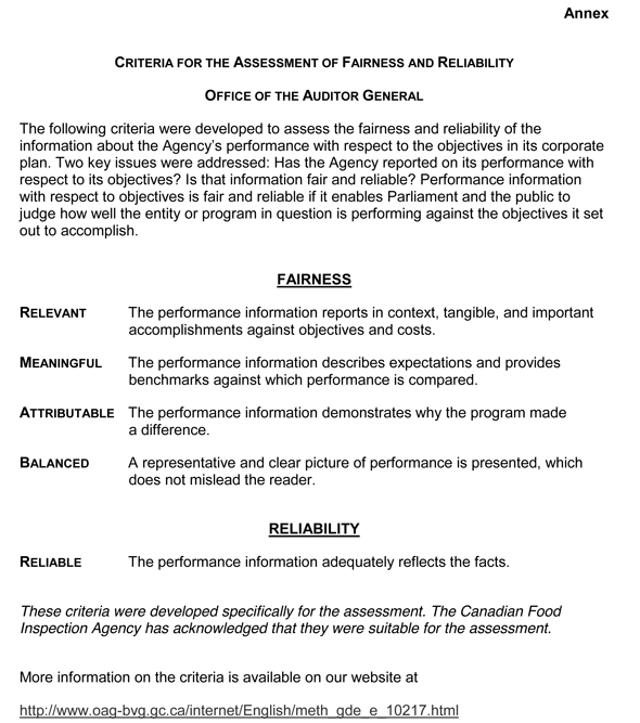 Criteria for the Assessment of Fairness and Reliability