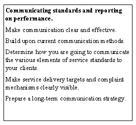 Communicating standards and reporting on performance