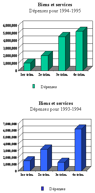 Biens et services - dpenses pour 1994-1995 et dpenses pour 1993-94 - graphique