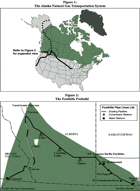 Figure 1: The Alaska Natural Gas Transporation System and Figure 2: The Foothills Prebuild