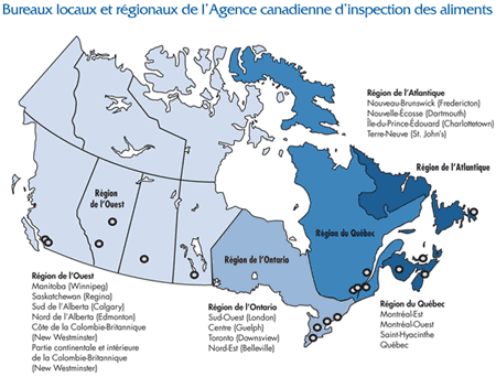 Bureaux locaux et régionaux de l'Agence canadienne d'inspection des aliments