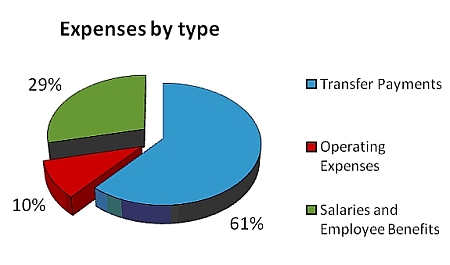 This pie chart shows the mix of expense types at SWC.