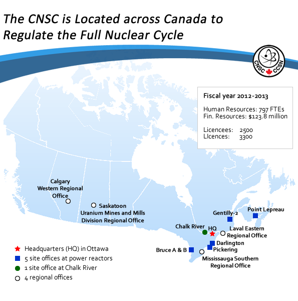 Map illustrates CNSC locations across Canada