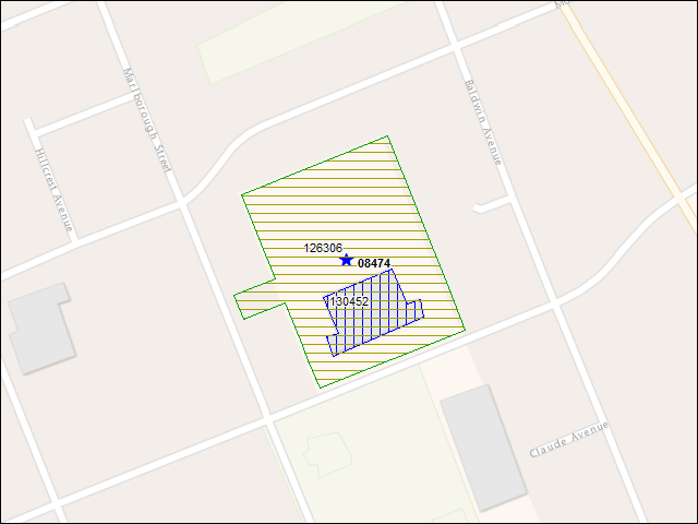 A map of the area immediately surrounding DFRP Property Number 08474