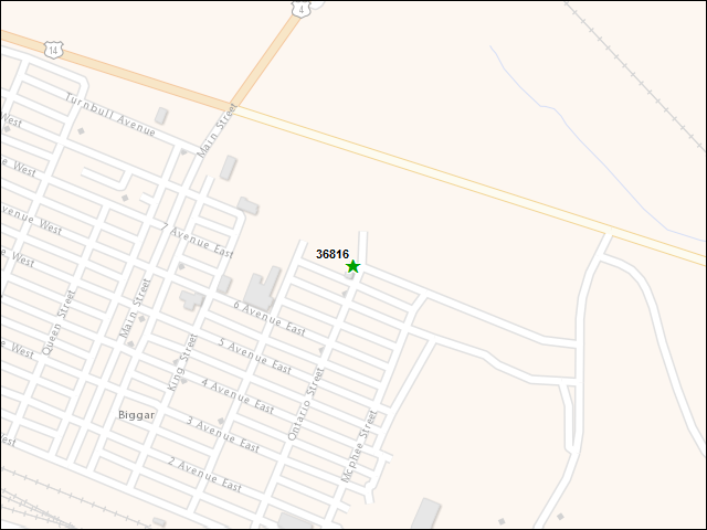 A map of the area immediately surrounding DFRP Property Number 36816
