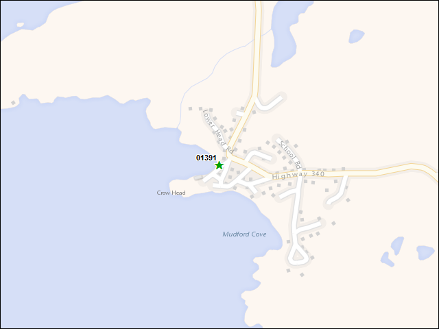 Une carte de la zone qui entoure immédiatement le bien de l'RBIF numéro 01391