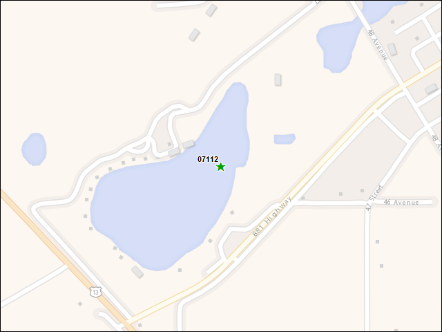 Une carte de la zone qui entoure immédiatement le bien de l'RBIF numéro 07112