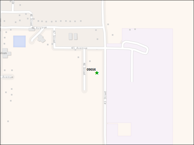 Une carte de la zone qui entoure immédiatement le bien de l'RBIF numéro 09656