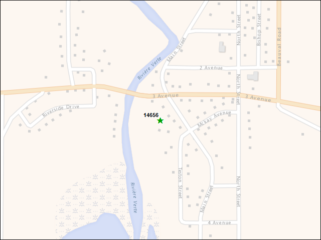 Une carte de la zone qui entoure immédiatement le bien de l'RBIF numéro 14656
