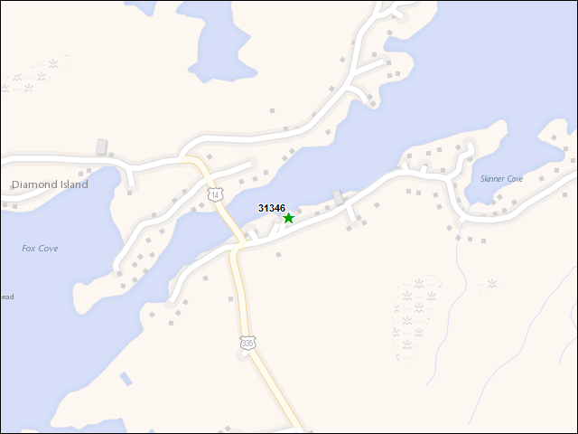 Une carte de la zone qui entoure immédiatement le bien de l'RBIF numéro 31346