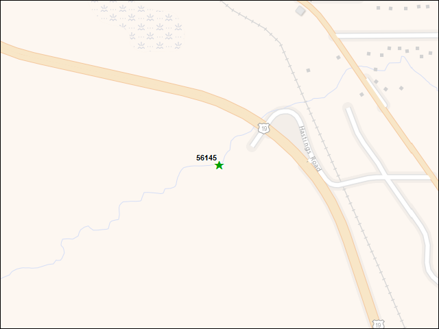 Une carte de la zone qui entoure immédiatement le bien de l'RBIF numéro 56145
