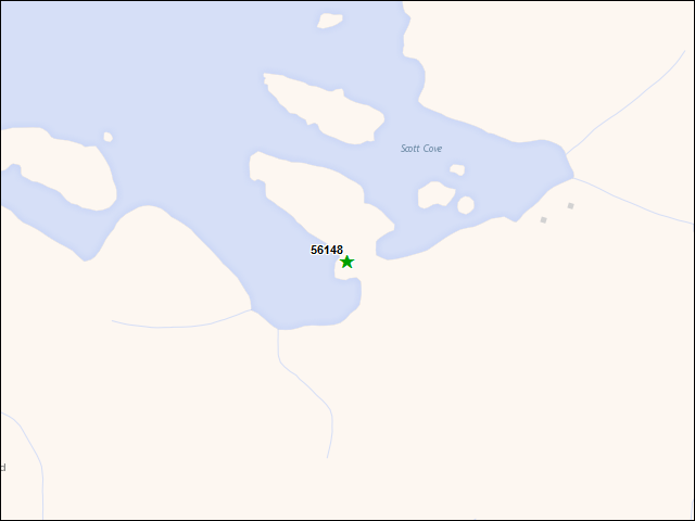 Une carte de la zone qui entoure immédiatement le bien de l'RBIF numéro 56148